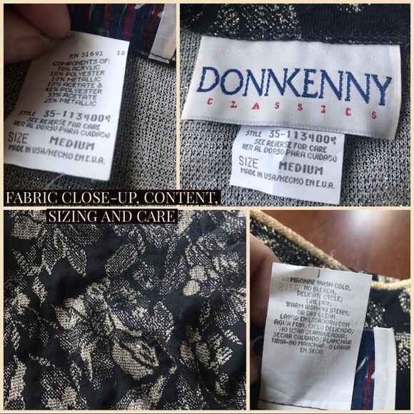 VINTAGE DONNKENNY BLACK & GOLD BROCADE 1980'S CARDIGAN (M) - Picture 9 of 11